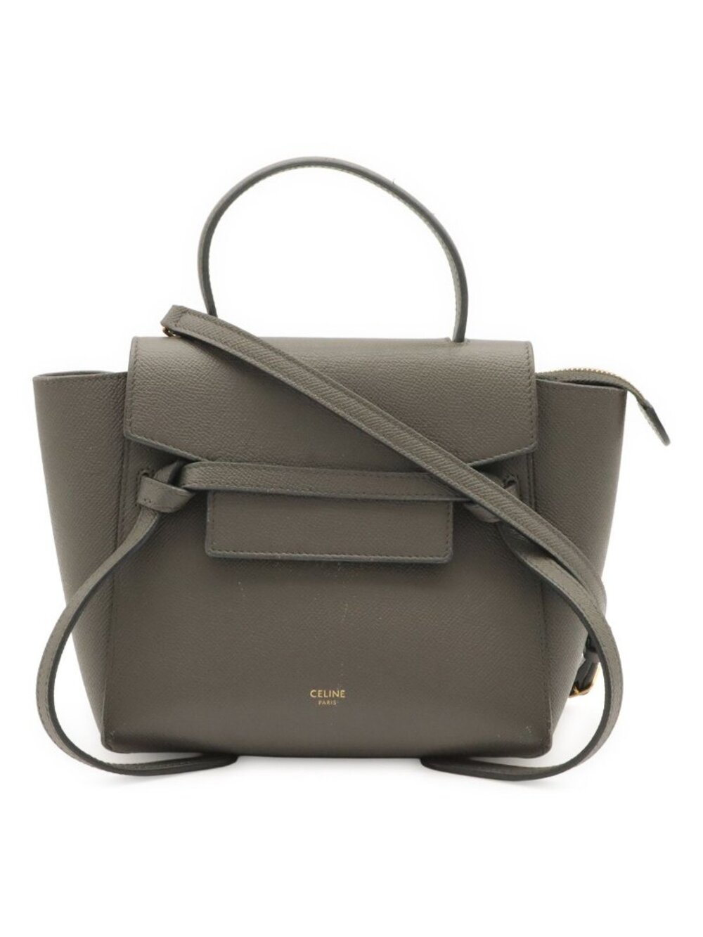 Celine Belt Bag Nano 2-Way Crossbody Leather Gray Gold